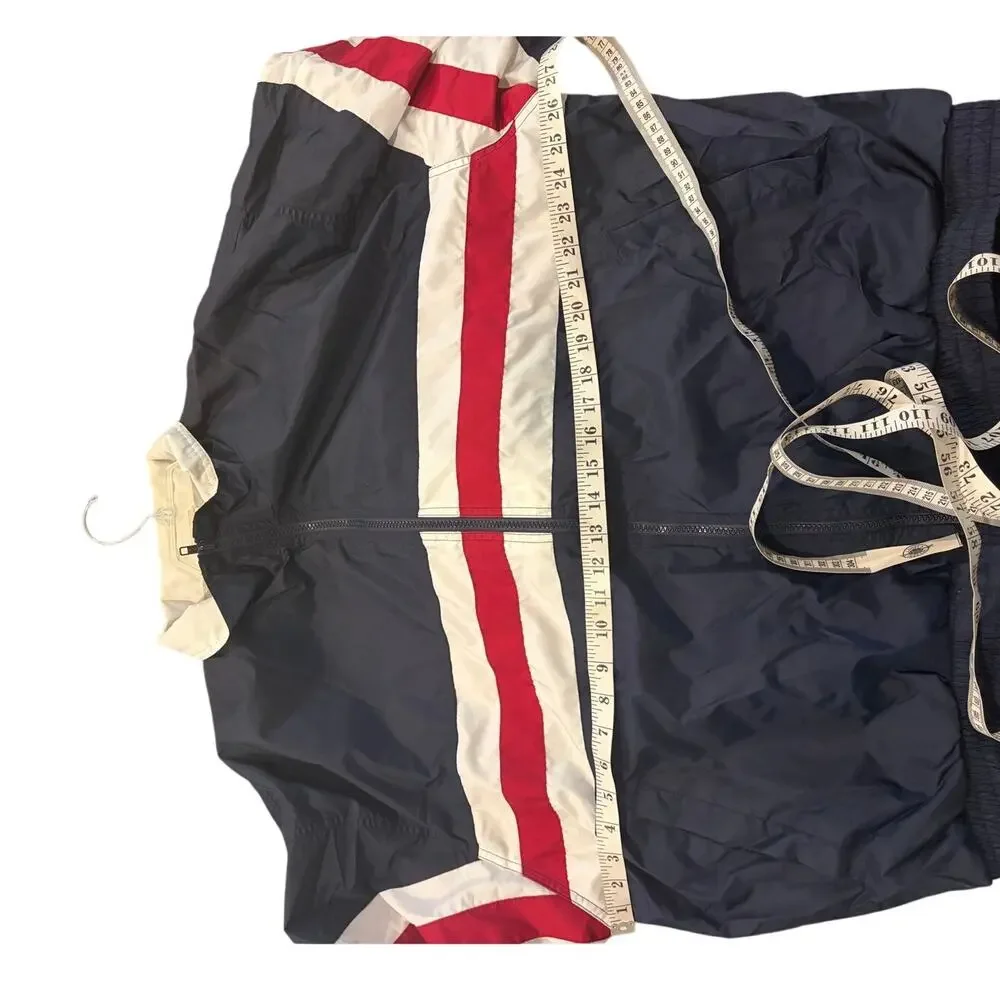 R&Y XXL Navy Red White Windbreaker Jacket Retro 90s Colorblock Nylon ZIp‎